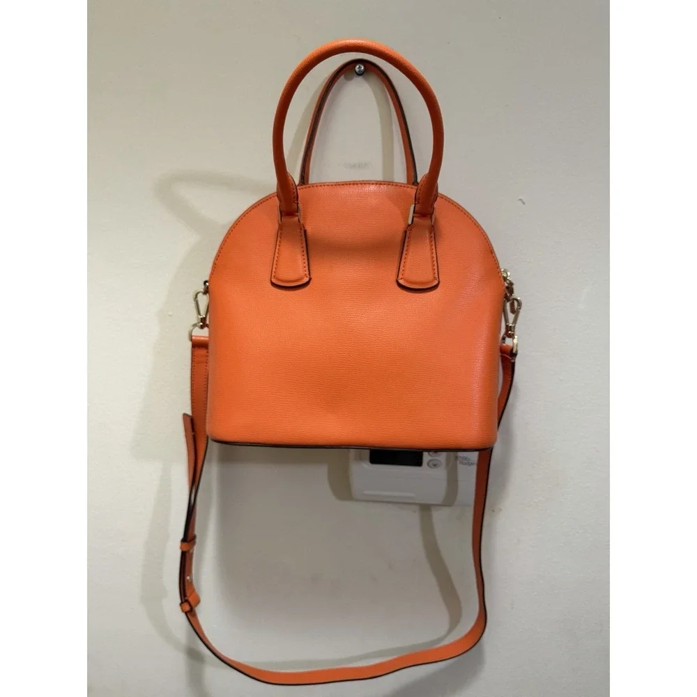 Kate Spade Sylvia Large Dome Satchel Pumpkin Orange Leather Handbag PXRUA271
